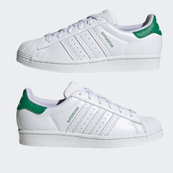 Adidas Superstar Originals Classic Shell-toe Cloud White Green Size 6 - Picture 7 of 15